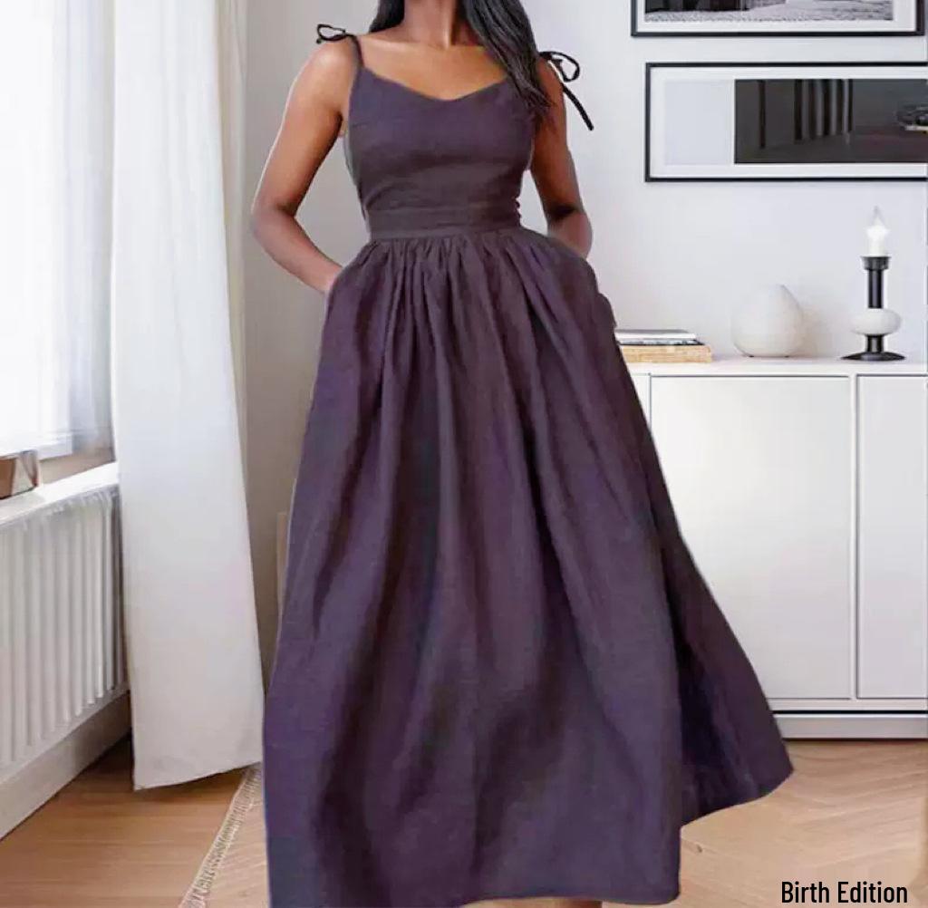 2025 Damen Elegantes Rückenfreies V-Ausschnitt Hochtailliertes Kleid im Mori-Stil