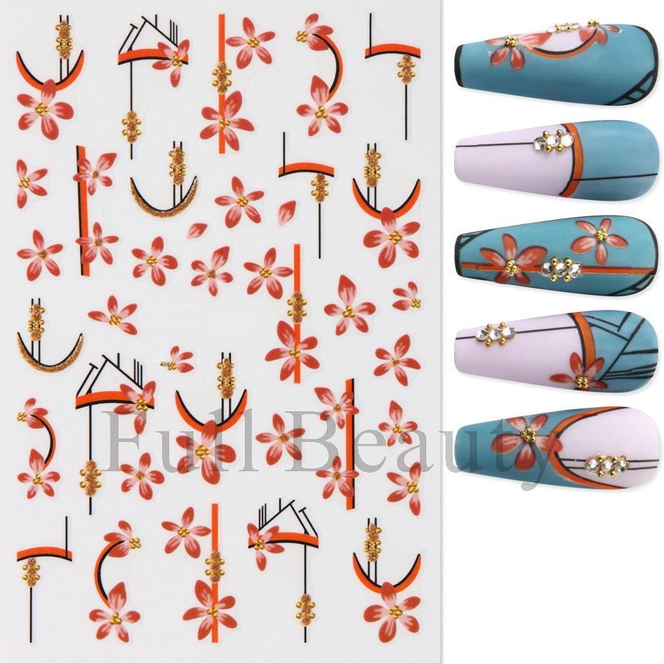 

3D золотые наклейки для ногтей цветочные растения наклейки для ногтей цветочные мраморные цветочные ползунки маникюрные украшения