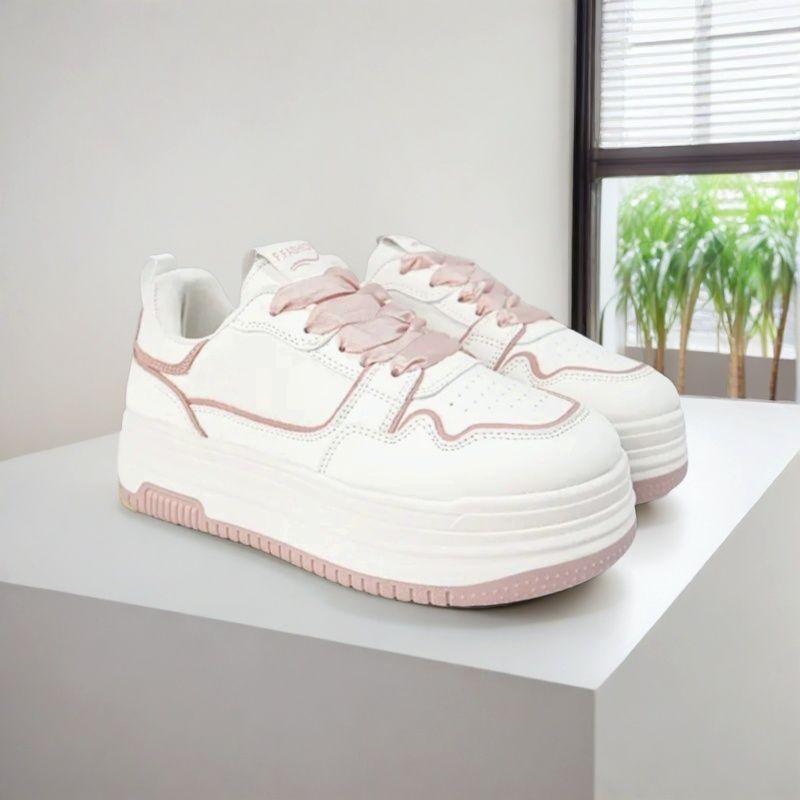 High value pink little white shoes women's 2025 spring and summer new thick baseplate shoes Korean version campus versatile breathable casual women's