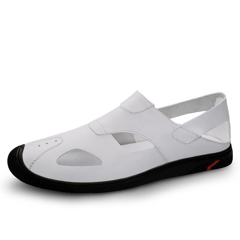 

Breathable sandals men s trendy bag head sports shoes hole shoes men s leather shoes soft leather men s casual beach shoes 46 белый