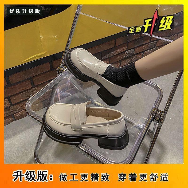 British style small leather shoes women's summer new super fire fashion versatile thick sole square head retro