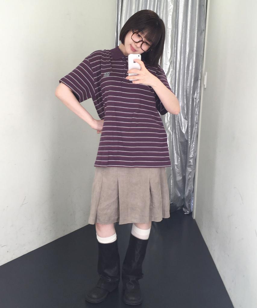 CGP (Women'S) Oversized Striped Short Sleeve Collared T-Shirt - Purple