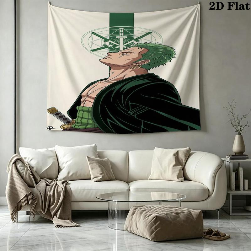 One Piece Roronoa Zoro Wall Tapestry Aesthetic Wall Hanging Printed Fabric Blanket Decorative Tapestries For Bedroom Living Room Home Decor