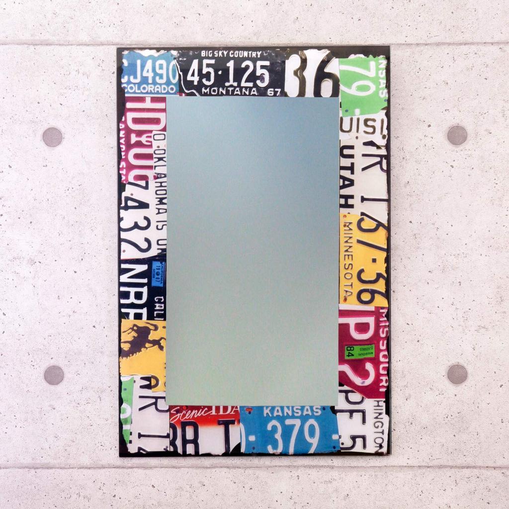 Akizuki Trading Glass Wall Mirror Number Plate (Square) 60cm H X 40cm W, Wall-Mounted, W40cm X D0.5cm X H60cm