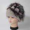 Winter Hand Knitted Real Rex Rabbit Fur Hat Women Warm Quality Rex Rabbit Fur Hats With Fox Fur Lady Natural Soft Real Fur Caps