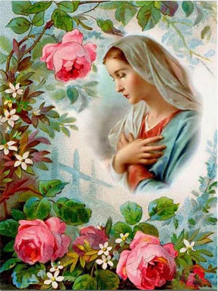 5D Virgin Mary Diamond Cross Embroidery Full Diamond Embroidery Full Circle Square Mosaic Christian Home Decoration Religion