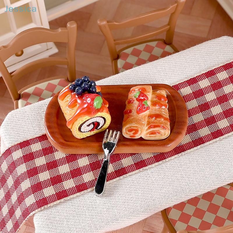 Doll House Mini Kitchen Cake And Dessert Set, Mini Food Toy Scene Props With Accessories Pretend Play Toys