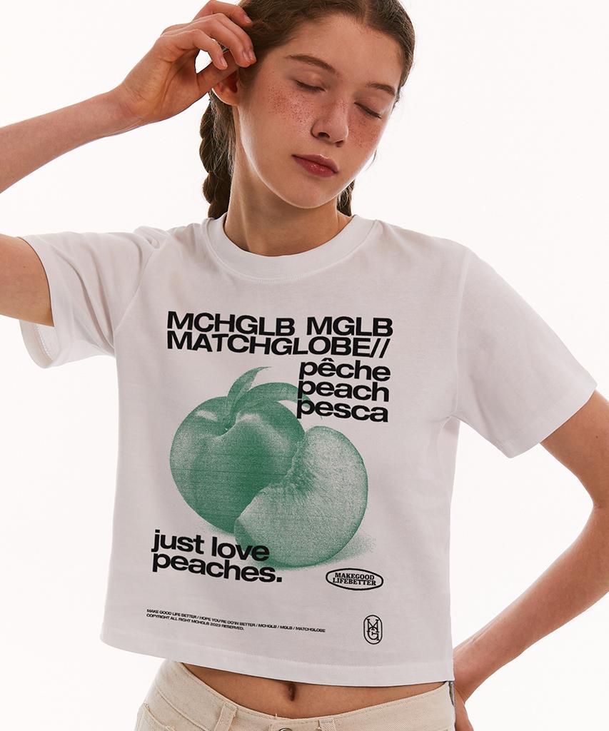 MATCHGLOBE Peach Crop Top (White)