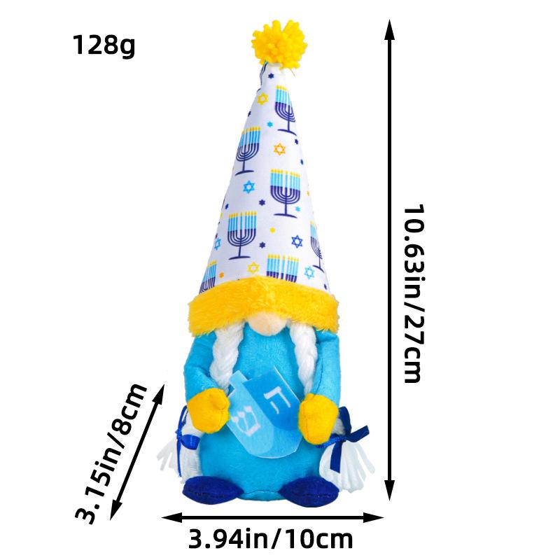 

Ханукальная кукла 2023 Креативное украшение Рудольф Синий цилиндр Безликая кукла Украшение для мебели
