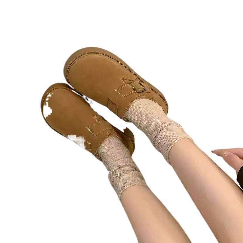Muffin thick-soled all-inclusive snow boots 2025 autumn and winter new popular height increase versatile one-pedal loafer velvet cotton shoes