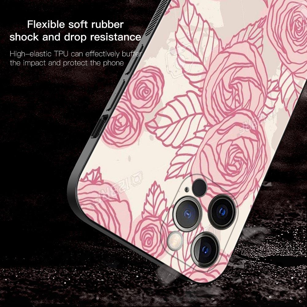 Rose Rosa Lila Bling Muster Telefon Fall Für Apple Iphone 14 13 12 11 Pro Max 13 12 Mini Xs Max xr X 7 8 Plus 6 6s Shell