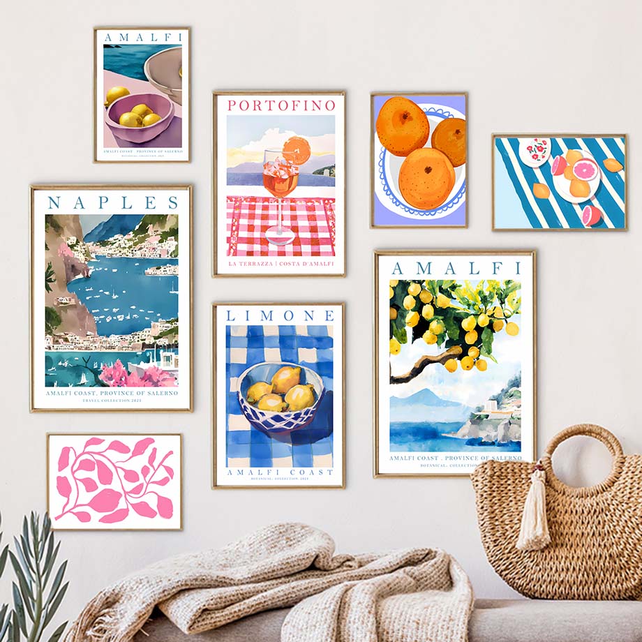 Venice Amalfi Sea Lemon Peach Orange Wall Art Canvas Oil Painting Fruit Posters And Prints Pictures for Living Room Home Decor