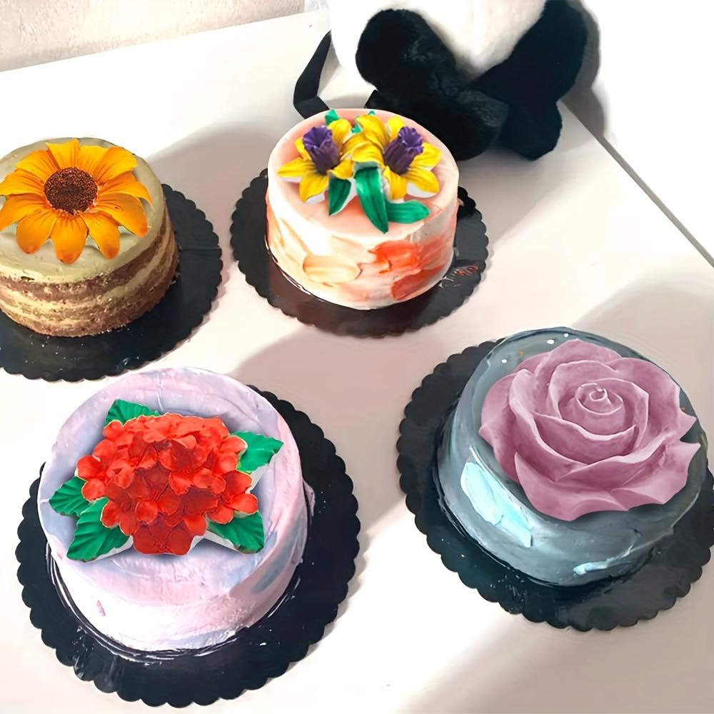 4 Stück Blume Silikonformen, 3D Kuchenform Rose Gänseblümchen Fondantformen Sonnenblume Bastelformen für Schokoladenkuchen Dekoration, Süßigkeiten, Seifenherstellung