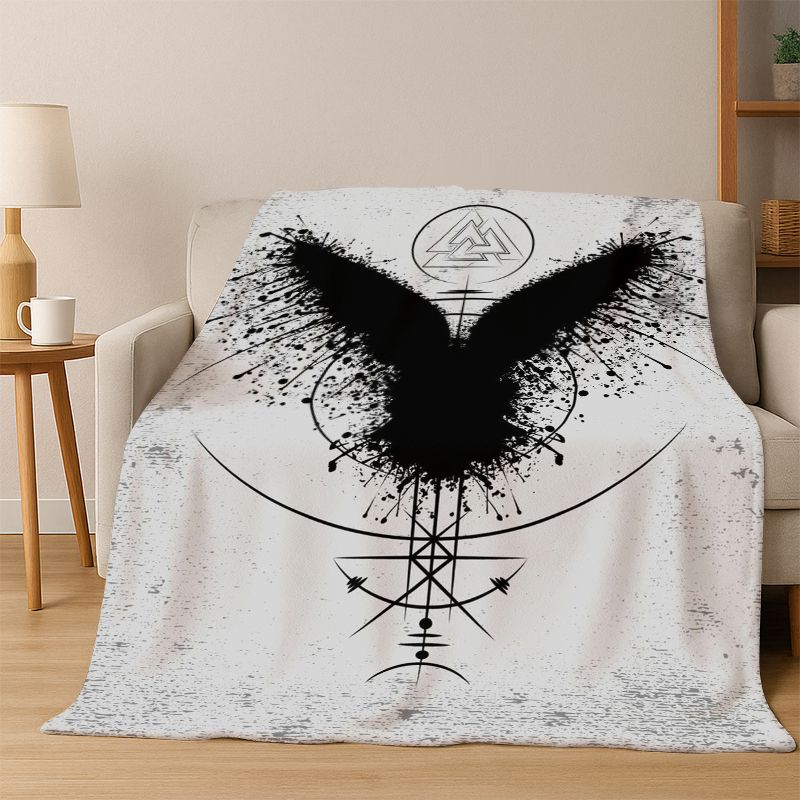 Viking WarriorSymbol Valknut Nordic Valhalla Flannel Blanket Soft Warm Throw Blanket for Bedroom Living Room Bed Travel Camping