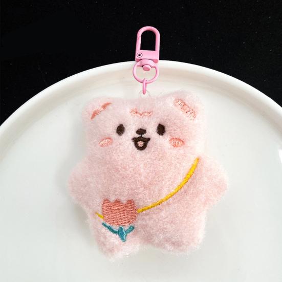 Keychain Soft Plush Star Bear Pendant Cartoon Design Stress Relief Doll Key Holder Backpack Keys Bags Car Decoration