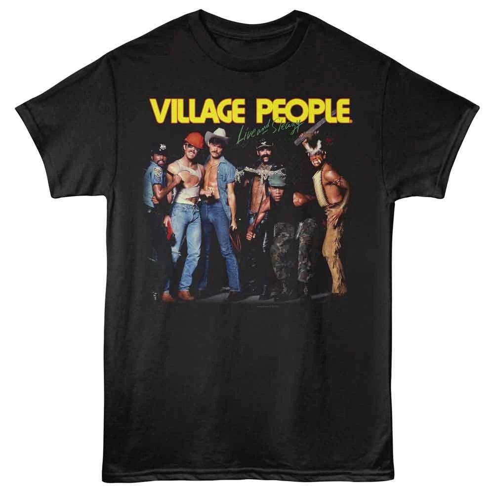 Village People - Live And Sleazy - Black - Unisex Short Sleeve Children s T-shirt 160