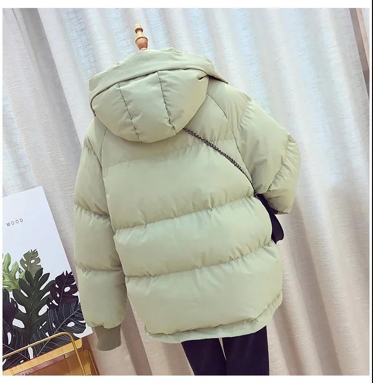 Winter Women's Cute Hooded Cotton-padded Jacket Women's Short Solid Color Bread Coat Student Cotton-padded Jacket