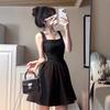 New black French suspender waist summer small black dress temperament dress small Hepburn slim skirt