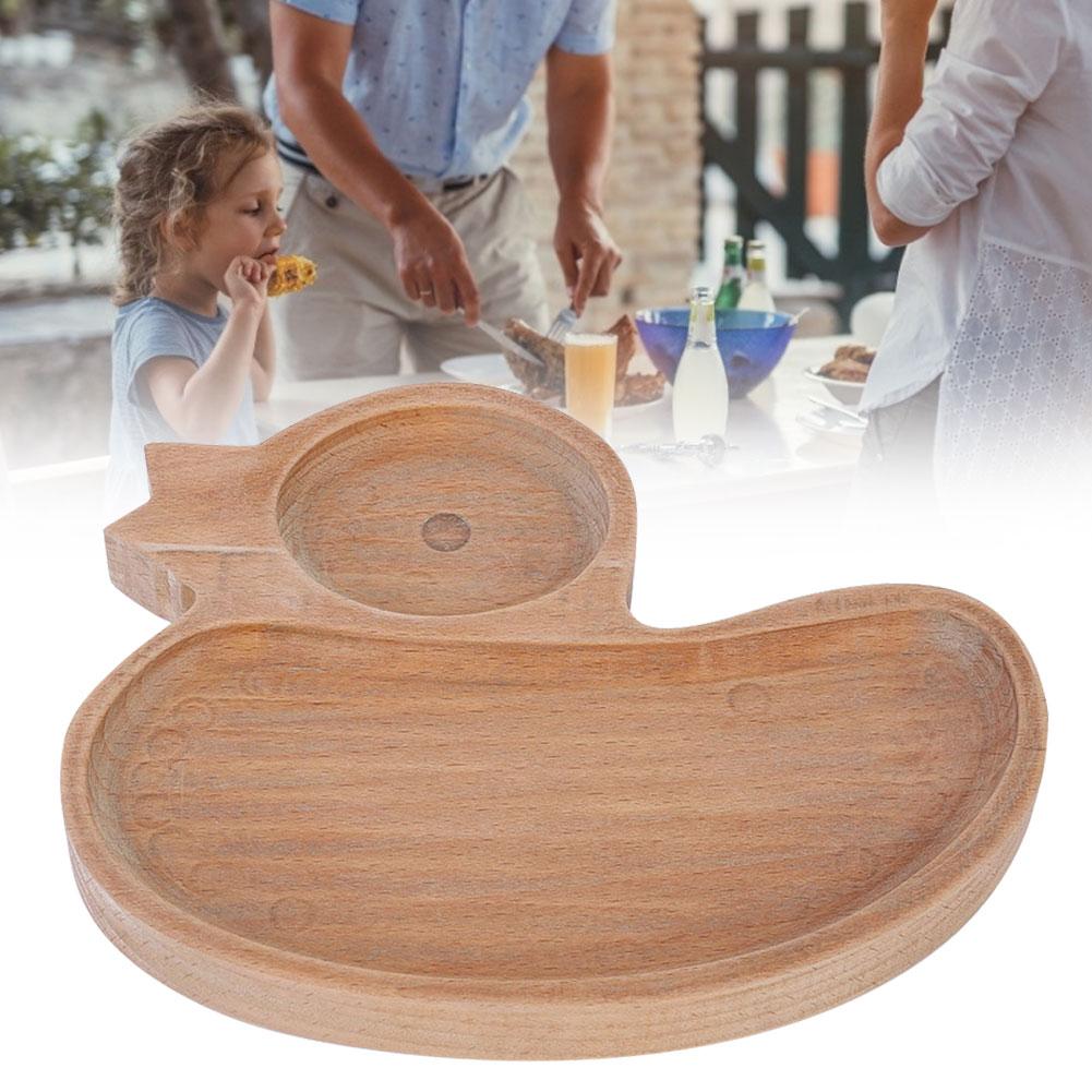 Wooden Cute Plate Divided Dish Bowl Food Serving Tray for Kid ChildrenDuck
