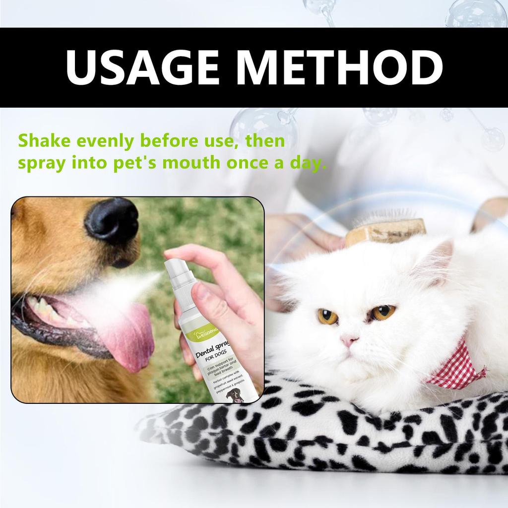 Pet Oral Cleaning Spray Mouth Tartar Plaque Clean Kitten Bad Breath Removal Dntal Calculus Prevention Cat Breath Freshen Liquid