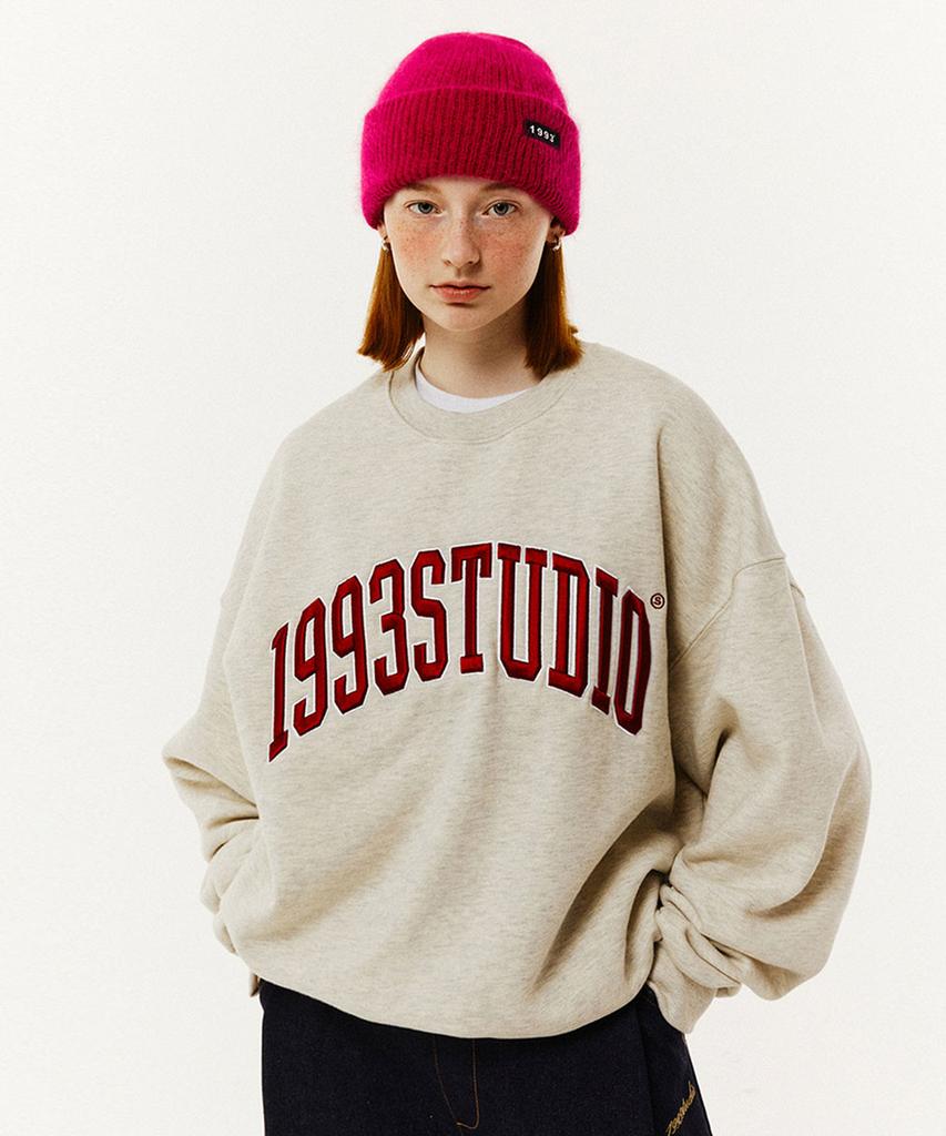 1993STUDIO Authentic Arch Logo Sweatshirt_Oat Beige