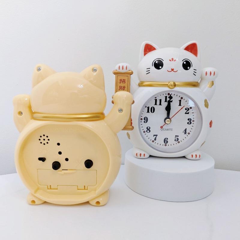 Japanische Glückskatze Wecker Koreanische Cartoon-Katze Einfache Dekorative Tischuhr Nachttisch-Dekorationen Schüler Aufstehen Quarz Uhr