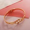 Women Titanium Steel Hollow Out Flower Bracelet Bangles