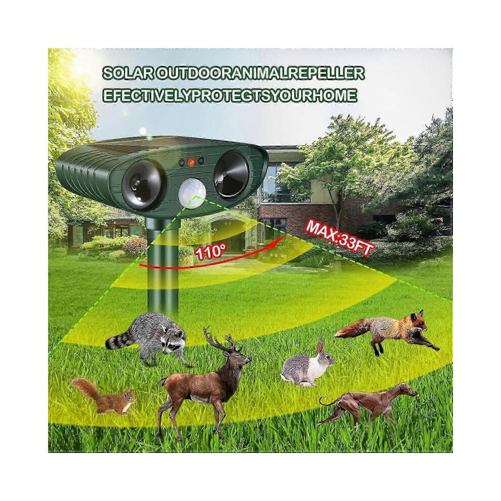Outdoor Solar-Powered Ultrasonic Animal Repeller Deterrent - Multi-Purpose for Gardens Against Dogs, Cats, Birds & Foxes Motion Repelling