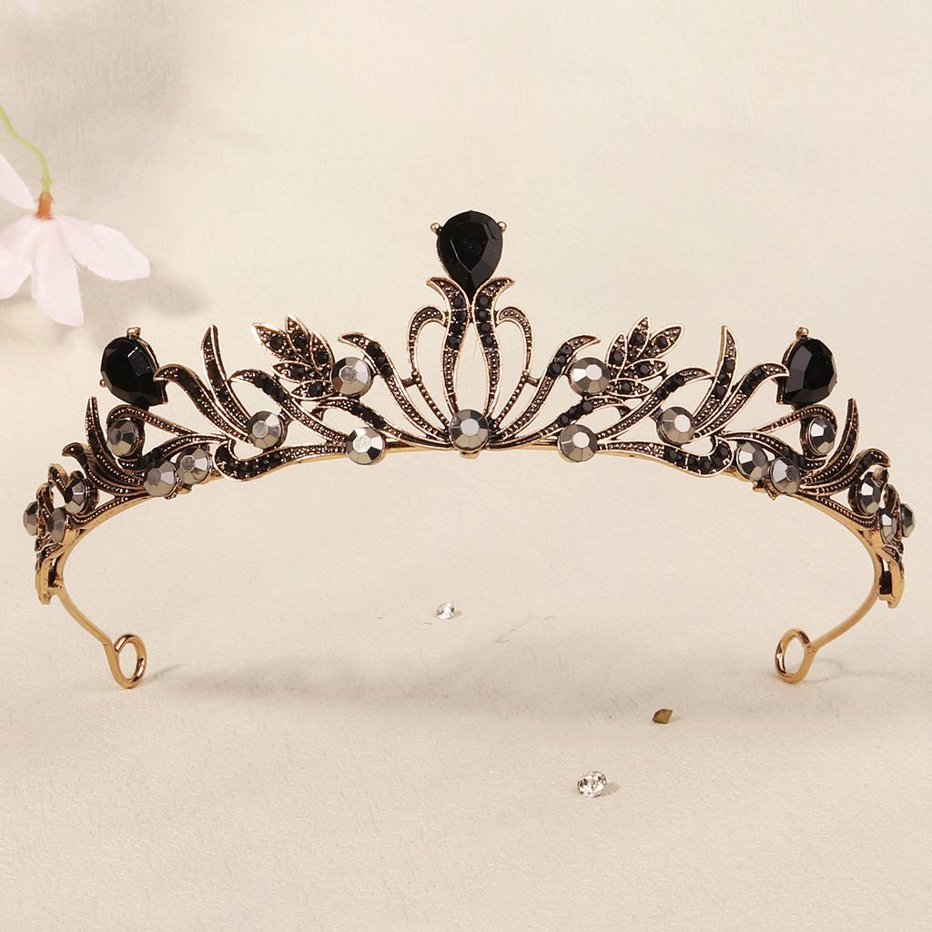 Halloween Jewelry Rhinestone Alloy Crown Holiday Party Dance Dress Headdress High-end Black Crown