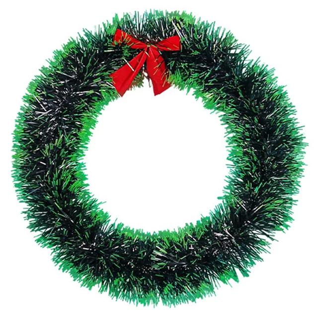 

D5 Рождественский искусственный венок с красным бантом 30 см Венок для шкафа Прочные пластиковые мишурные венки Поделки Рождественское праздничное украшение 30cm зелёный