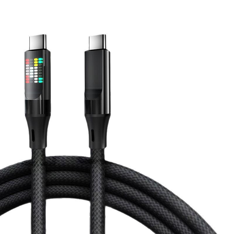 PD100W Super Fast Charging Data Cable with Rainbow Light, Compatible with Apple, Huawei, and Honor Devices