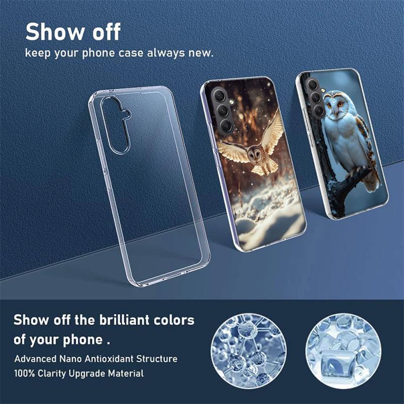 Owl in Winter Phone Case For Samsung A54 A34 A24 A14 A53 A33 A23 A13 A52S A32 A22 A12 A17 Galaxy A03S A04S A02S A42 A72 A73 A90