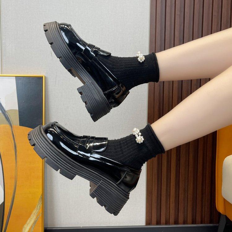 Fashion British Wind Spring and Summer New Small Leather Shoes Female Autumn and Winter New Thick Soles All Match Mary Jane Loafers