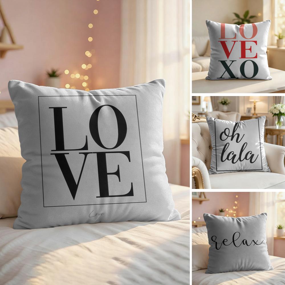 Finlay Noa Simple Words Ins Cushion Cover Silky Short Plush Invisible Zipper Dustproof Sofa Pillow Case For Home Decor
