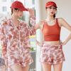 Plus Size Women's Three-Piece Swimsuit Set – Slimming, Quick-Dry, Long Sleeve Cover-Up for Large Busts