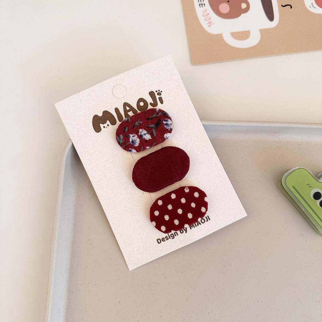 Mode Coréenne 3pcs Filles Couleur Unie Floral Épingle à Cheveux Tissu Pois Pinces à Cheveux pour Enfants Mignon Frange Pince Latérale Jolis Accessoires pour Cheveux