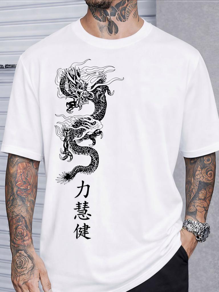 Drachenmuster Bedrucktes T-Shirt Damen Herren Baumwolle Oversized Y2k T-Shirt Hohe Qualität Streetwear Harajuku Männliche Weibliche Kleidung