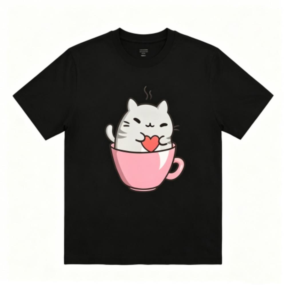 Cartoon Shy Loving Mouse Print Women's T-Shirts Summer Fashion Street Outdoor Casual T-shirt Tops for Men's and Women's Tees Top