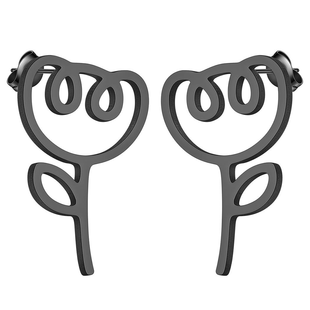 

French Vintage Tulip Earrings For Woman 2025 New Fashion Gold Plated Stainless Steel Flower Stud Earring Zircon Accessories