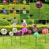 Glitter Stripe Windmill Colorful Film Durable Plastic Rotating Sphere With Stakes Rainbow Effect Rainbow Wind Jade Garden