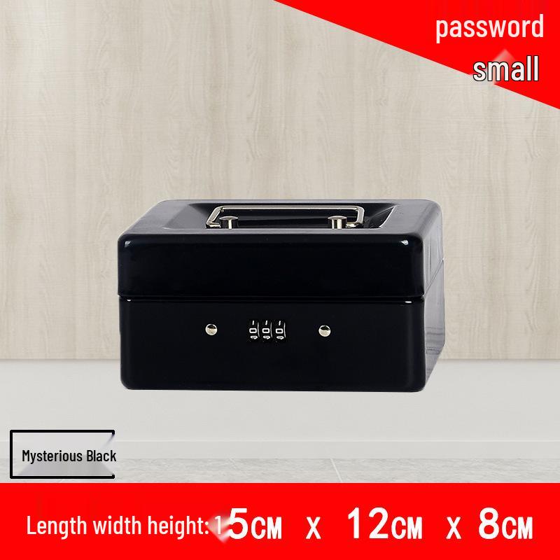 Portable Thickened Metal Cash Box with Lock and Password, Secure Storage Organizer
