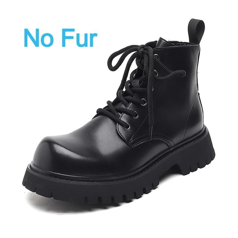 Britský styl 2024 Podzim Zima Boty Pánské Ležérní Kožené Boty Silná Podrážka Protiskluzové Teplé Plyšové Studená Zima Venkovní Kotníkové Boty