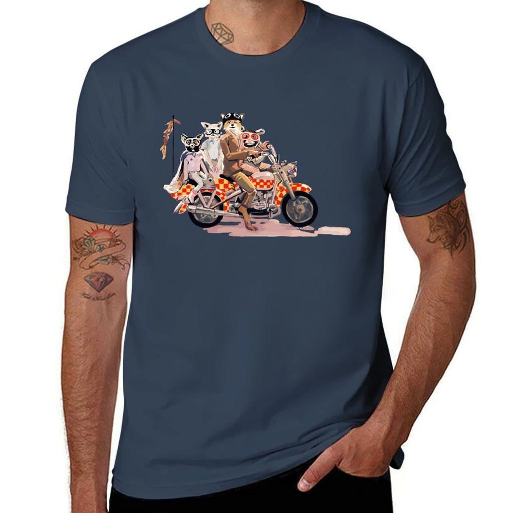 Schönes Andenken fantastische Mr. Fuchs Familie auf einem Motorrad Großartig Für Musikfan T-Shirt Anime Übergröße Oberteile schlichte T-Shirts Herren