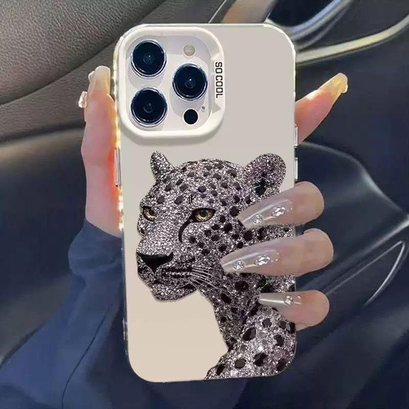 Leopard Phone Case for iPhone 17 Air 16 15 14 11 Pro Max Plus 13 12 Mini Xs 8 7 Matte Laser Bumper Shockproof Coque Cover