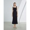 LANGZI French Style Slim Black Mermaid Midi Dress
