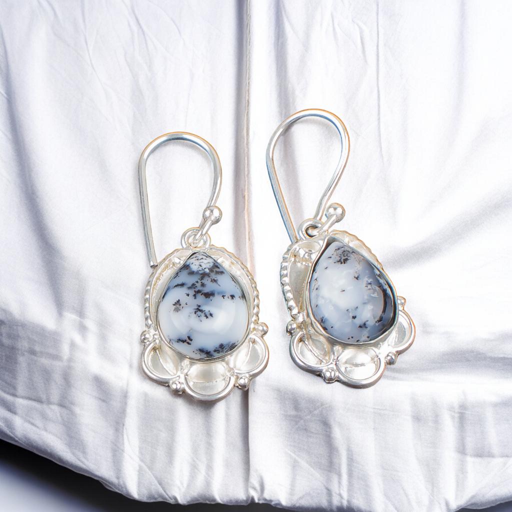 Dendritic Opal Gemstone 925 Sterling Silver Designer Jewelry Earrings For Sister EE-41-21
