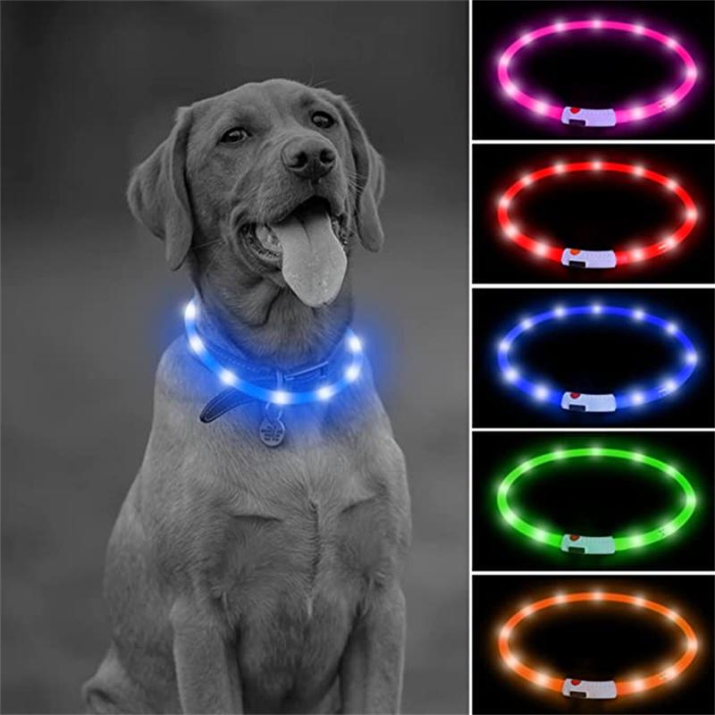 LED Dog Collar USB Rechargeable Light Up Dog Collars, Lighted Dog Collar Glowin The Dark, Flashing Lights for Your Walking Night