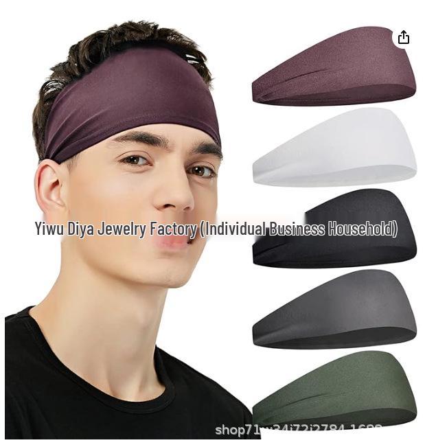 Unisex Elastic Sports & Yoga Headbands, Sweat-Absorbing Cotton Hair Accessories, Solid Colors