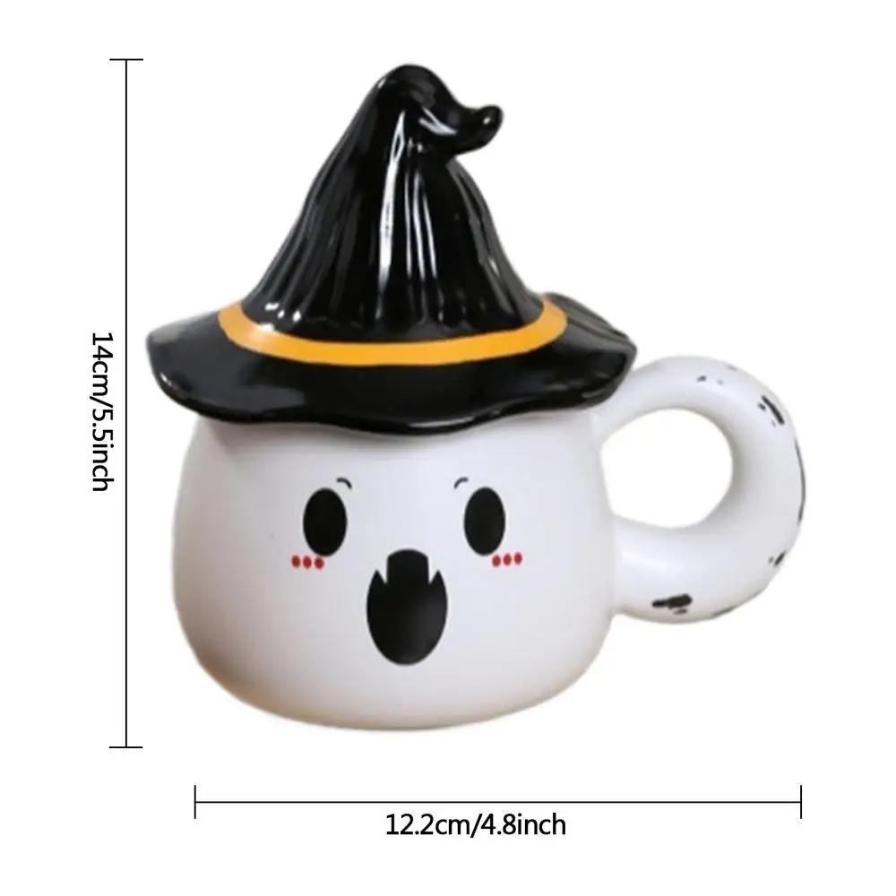 330/480ml Halloween Ghost Elf Mugs 3D Creative Cute Ghost Design with Adorable Pattern Ceramic Coffee Mug with Lid