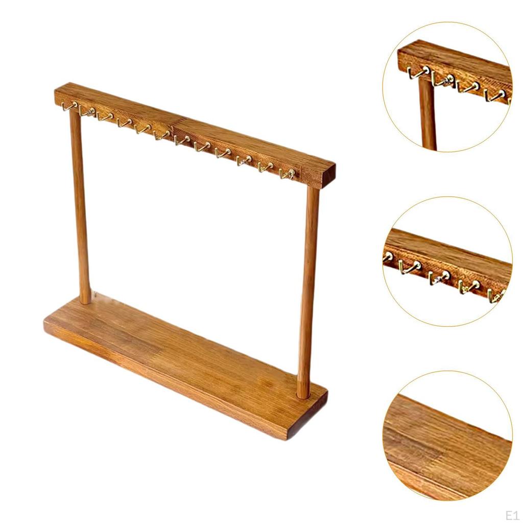 Decorative Wooden Jewelry Organizer, Simple Tabletop Necklace Holder, Stand for Girls And
